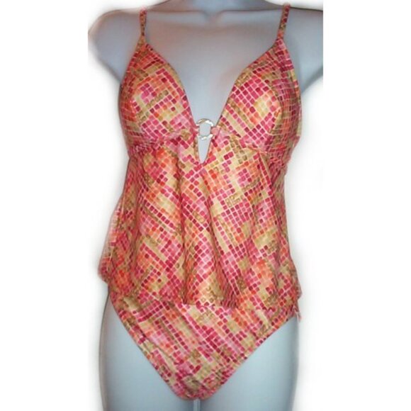 INC International Concepts Mosaic Print 2 Pc Tankini - XS - NEW - Picture 1 of 8